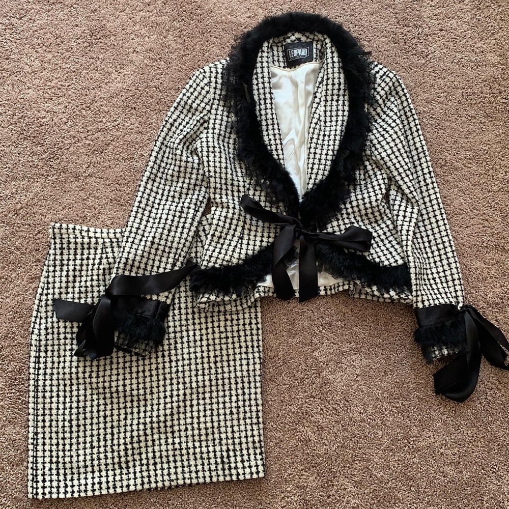 Leopard (brand) black & white tweed set